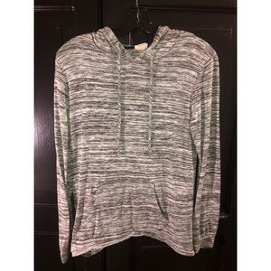 Grey hooded pullover with open back